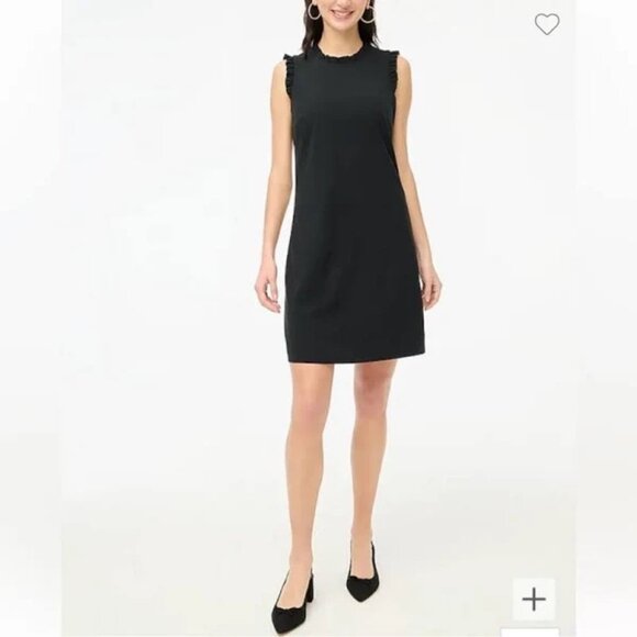 Ruffle Neck Suiting Dress Black - Picture 1 of 5